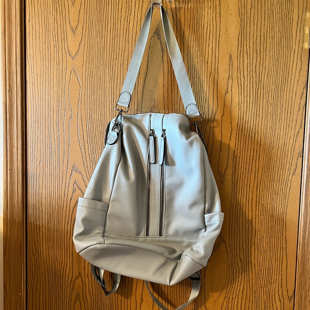 Light gray backpack book bag purse